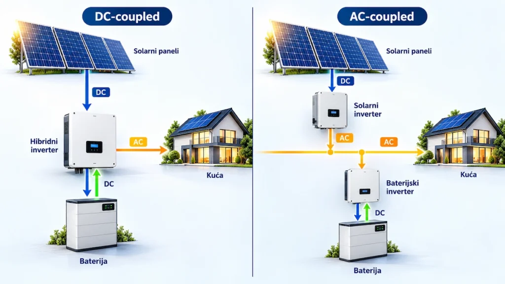 Poređenje DC-coupled i AC-coupled baterijske solarne arhitekture