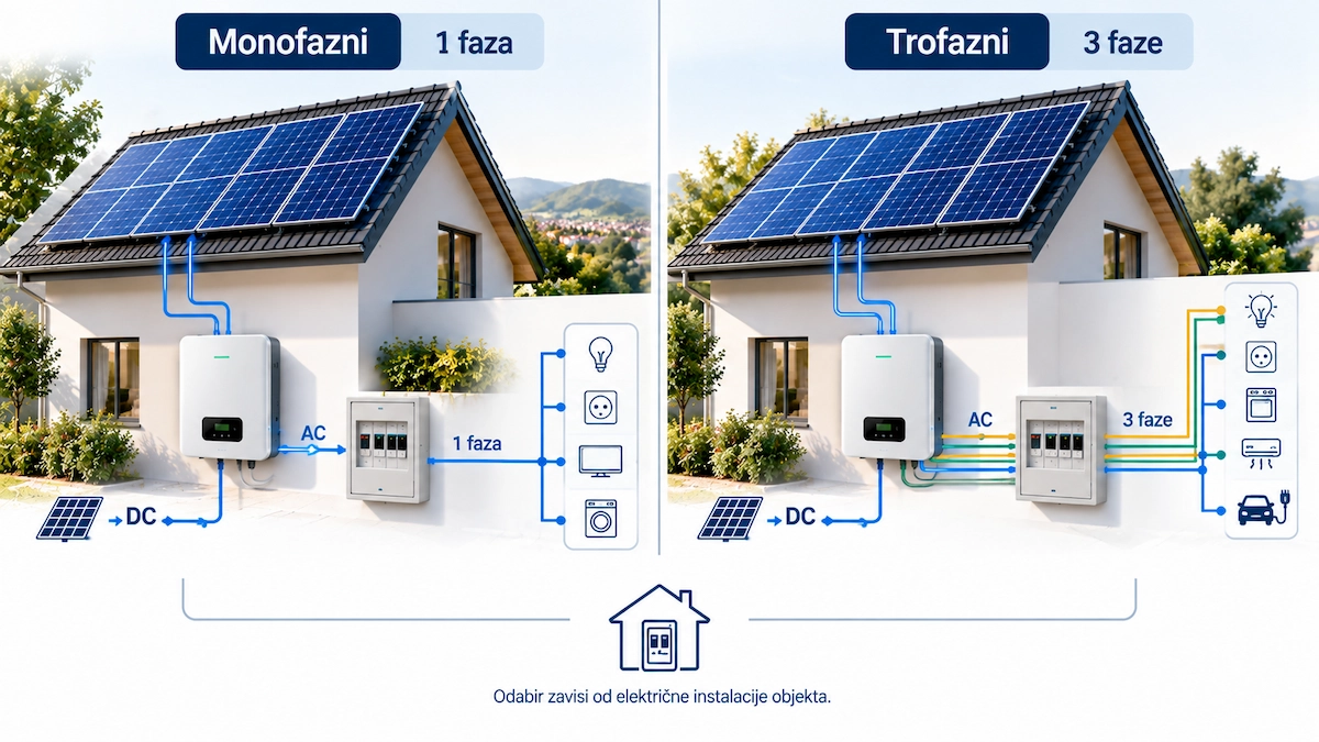Poređenje monofaznog i trofaznog solarnog inverter sistema