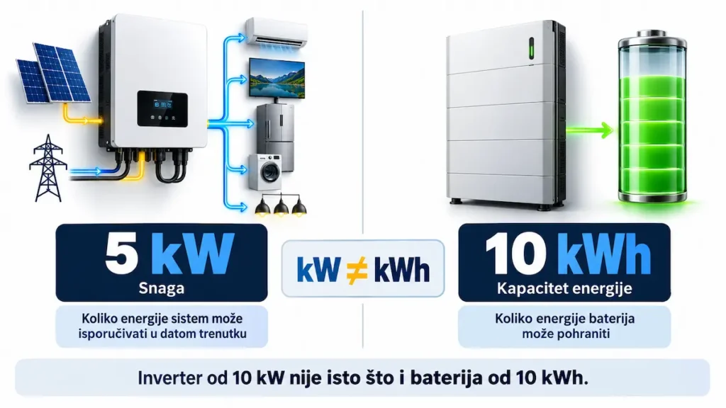 Razlika između kW kao snage i kWh kao kapaciteta energije