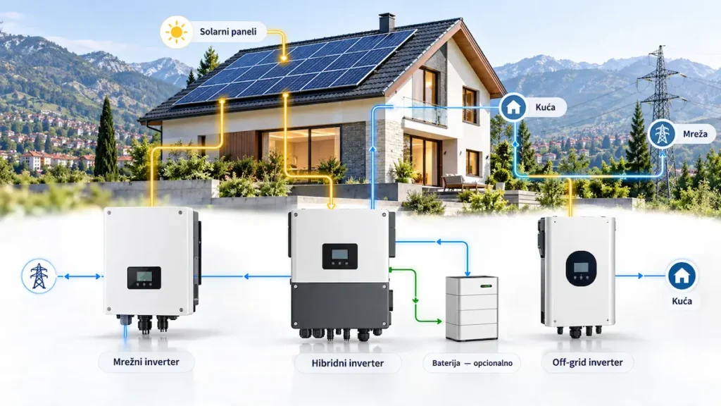 Vrste solarnih invertera na tržištu BiH: mrežni, hibridni i off-grid