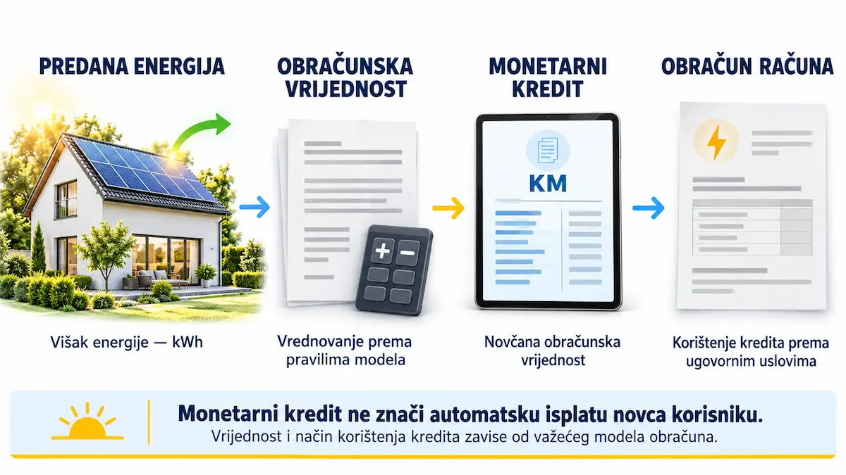 Monetarni kredit u KM — vrednovanje predate energije i korištenje kredita na računu