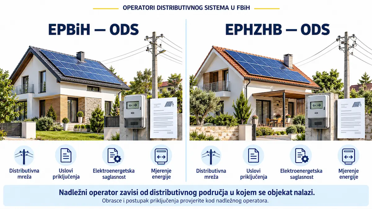 Poređenje distributivnih operatora EPBiH i EPHZHB i njihovih uloga u priključenju solarnih elektrana u FBiH