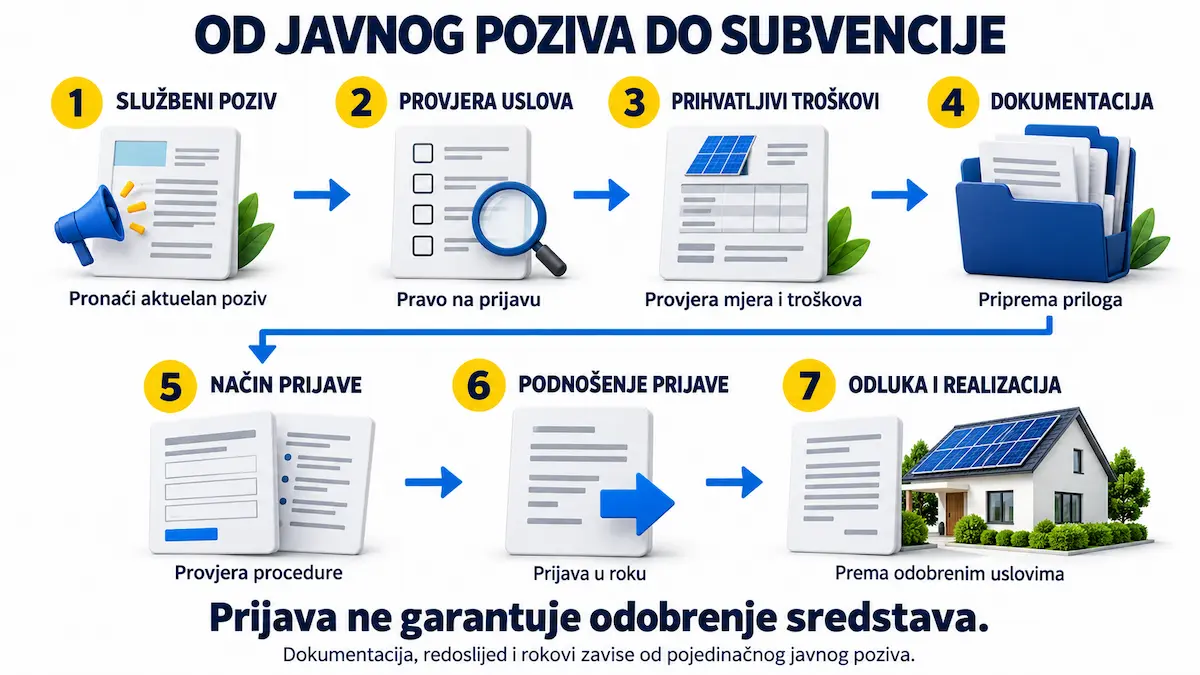 Sedam orijentacionih koraka prijave za subvenciju solarne elektrane u BiH od pronalaska sluzbenog poziva do odluke i realizacije projekta