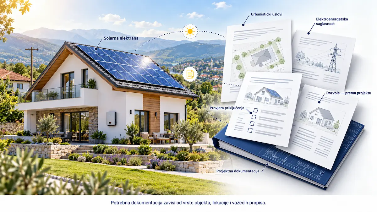 Kuća sa solarnom elektranom i pripadajuća projektna dokumentacija: urbanistički uslovi, elektroenergetska saglasnost i dozvole